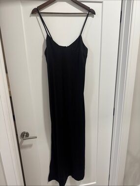 NWT Never Worn Black Dress with Classy Slit - silk like material